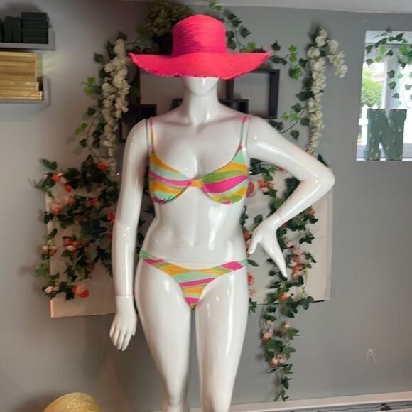 Forplay Underwire 2 Piece Bikini Cheeky Multi Thick Band  Color Size M RefFNB - Picture 4 of 12